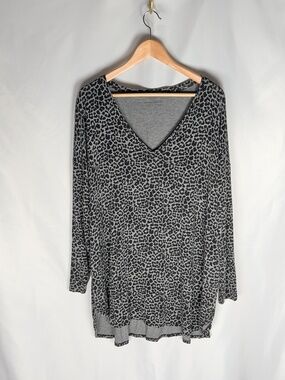 Penningtons 2X Grey Leopard Animal Print Tunic Top